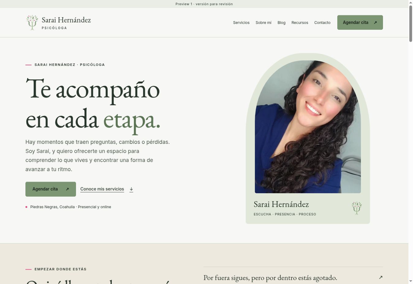 Captura real de la versión de revisión de Sarai Hernández